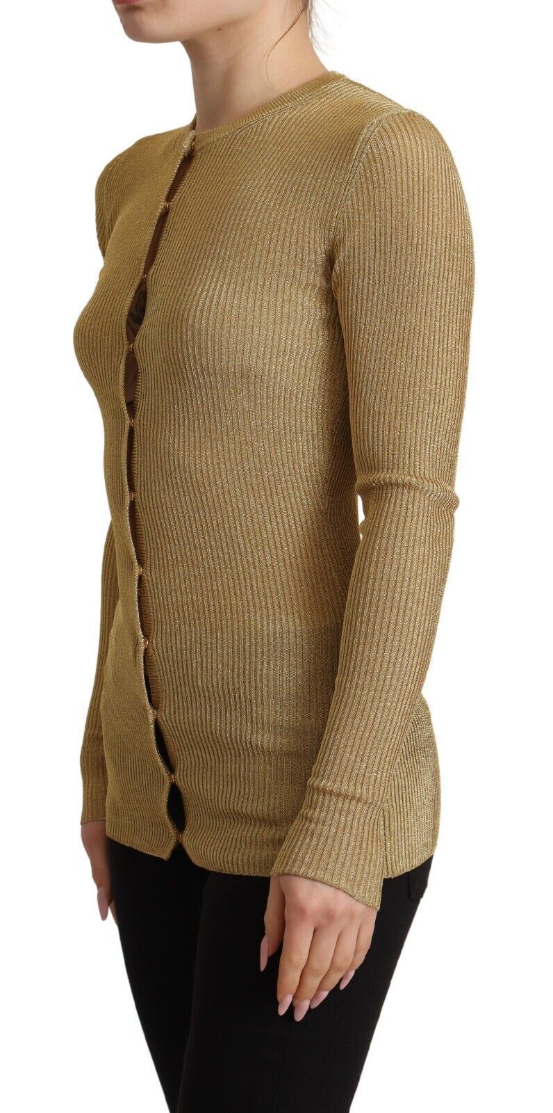 Dolce & Gabbana Gold Viscose Blend Buttons Cardigan Women's Sweater
