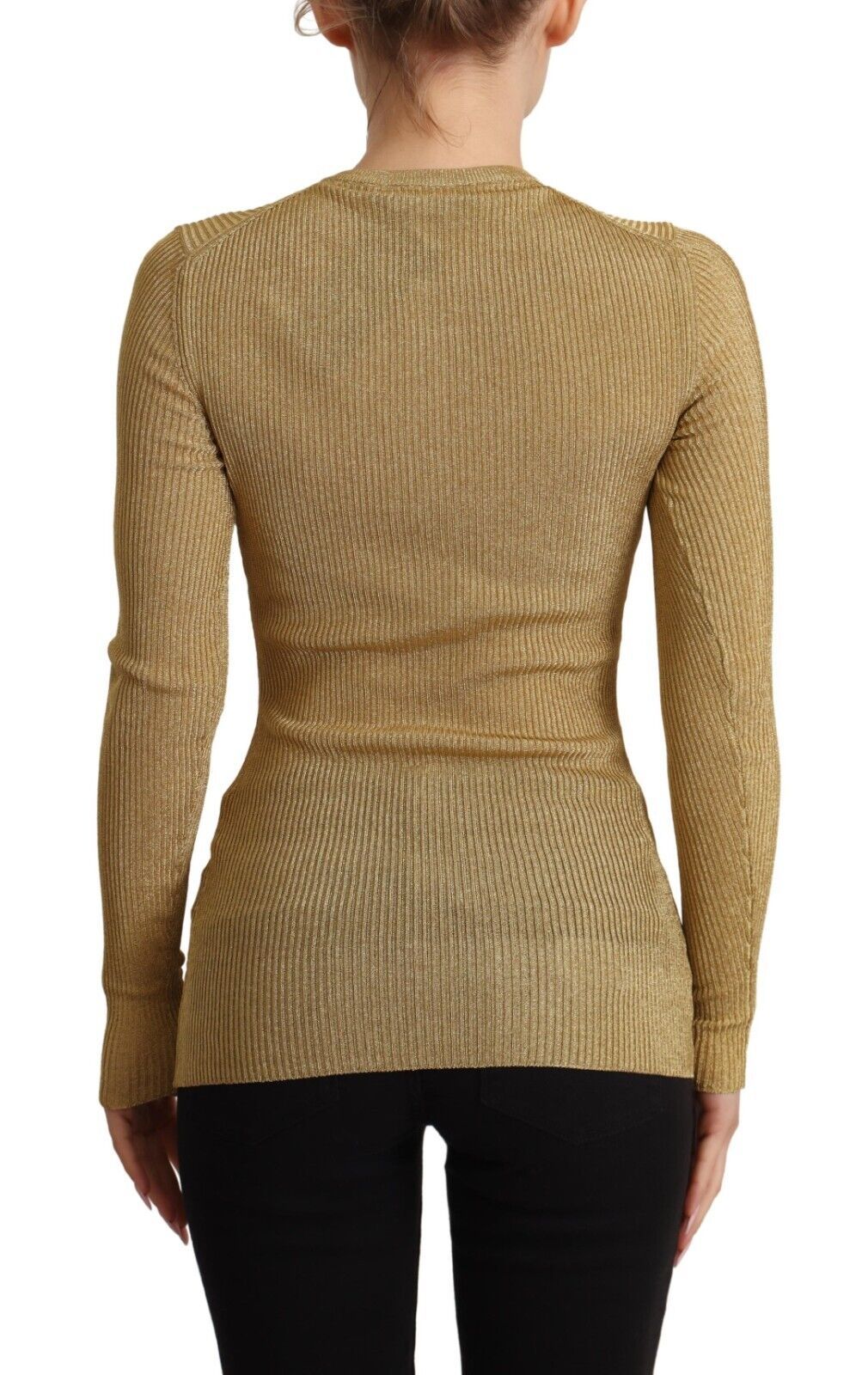 Dolce & Gabbana Gold Viscose Blend Buttons Cardigan Women's Sweater
