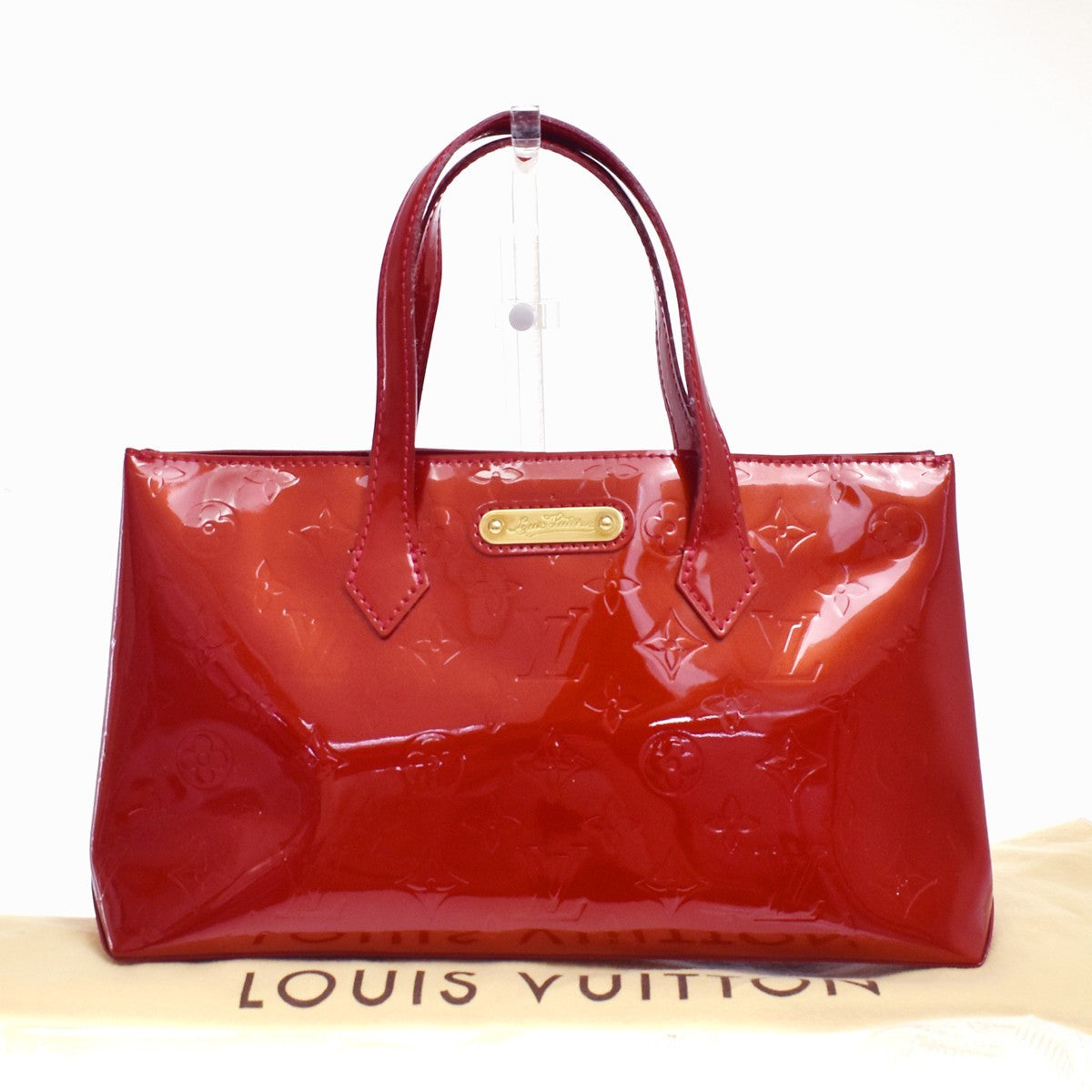 Louis Vuitton Wilshire Monogram Vernis Red Patent_Leather Handbag (Pre-Owned)