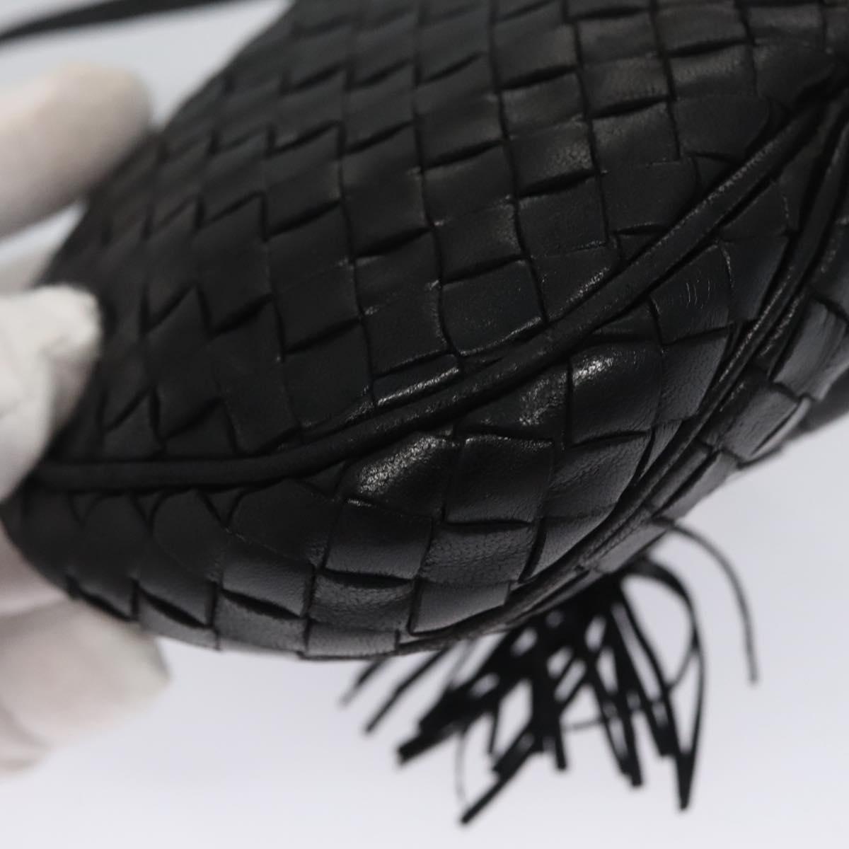 Bottega Veneta Intrecciato Black Leather Clutch Bag (Pre-Owned)