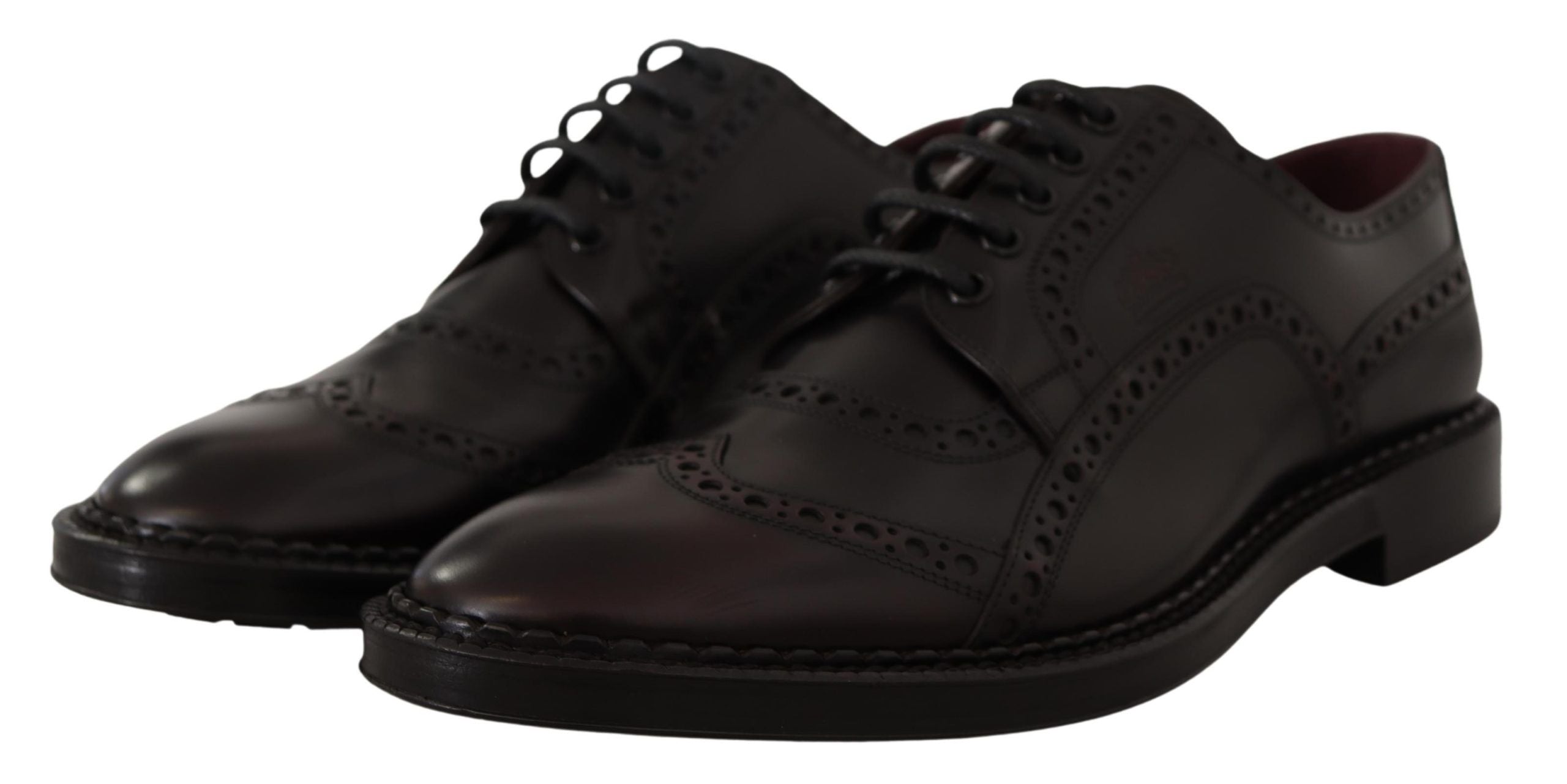 Dolce & Gabbana Purple Leather Oxford Wingtip Formal Men's Shoes