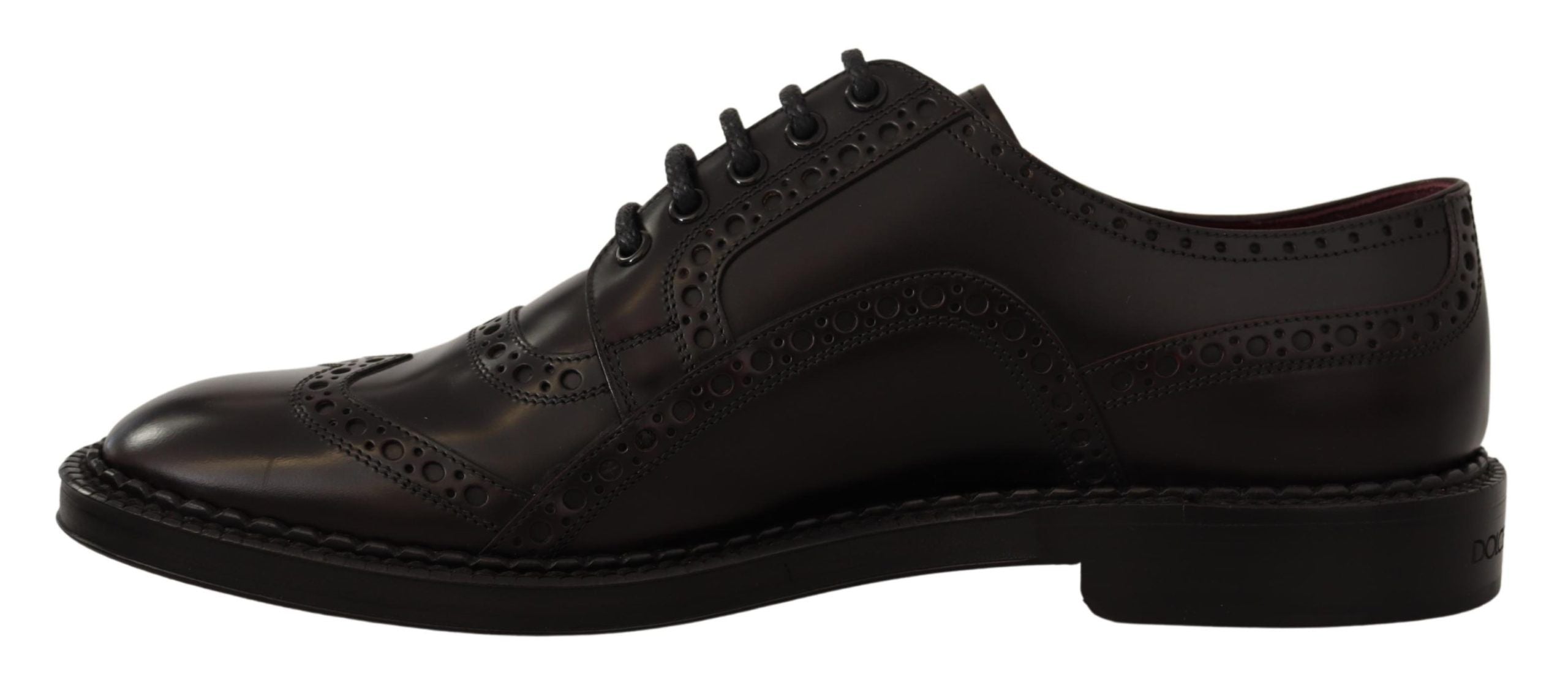 Dolce & Gabbana Purple Leather Oxford Wingtip Formal Men's Shoes