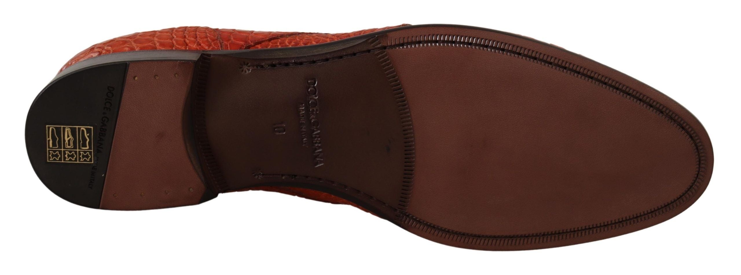 Dolce & Gabbana Exotic Orange Croc Leather Laceup Dress Men's Shoes