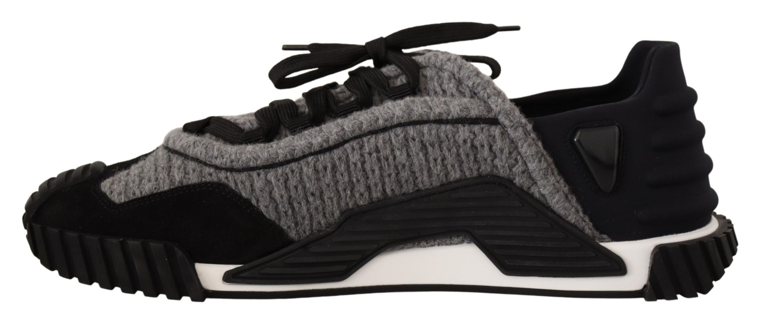 Dolce & Gabbana Black Gray Fabric Lace Up NS1 Sneakers Women's Shoes