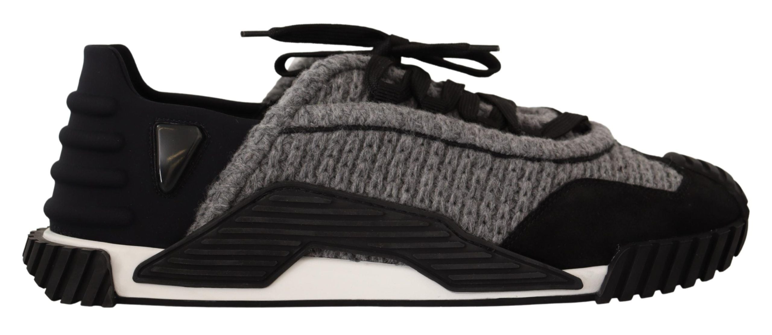 Dolce & Gabbana Black Gray Fabric Lace Up NS1 Sneakers Women's Shoes