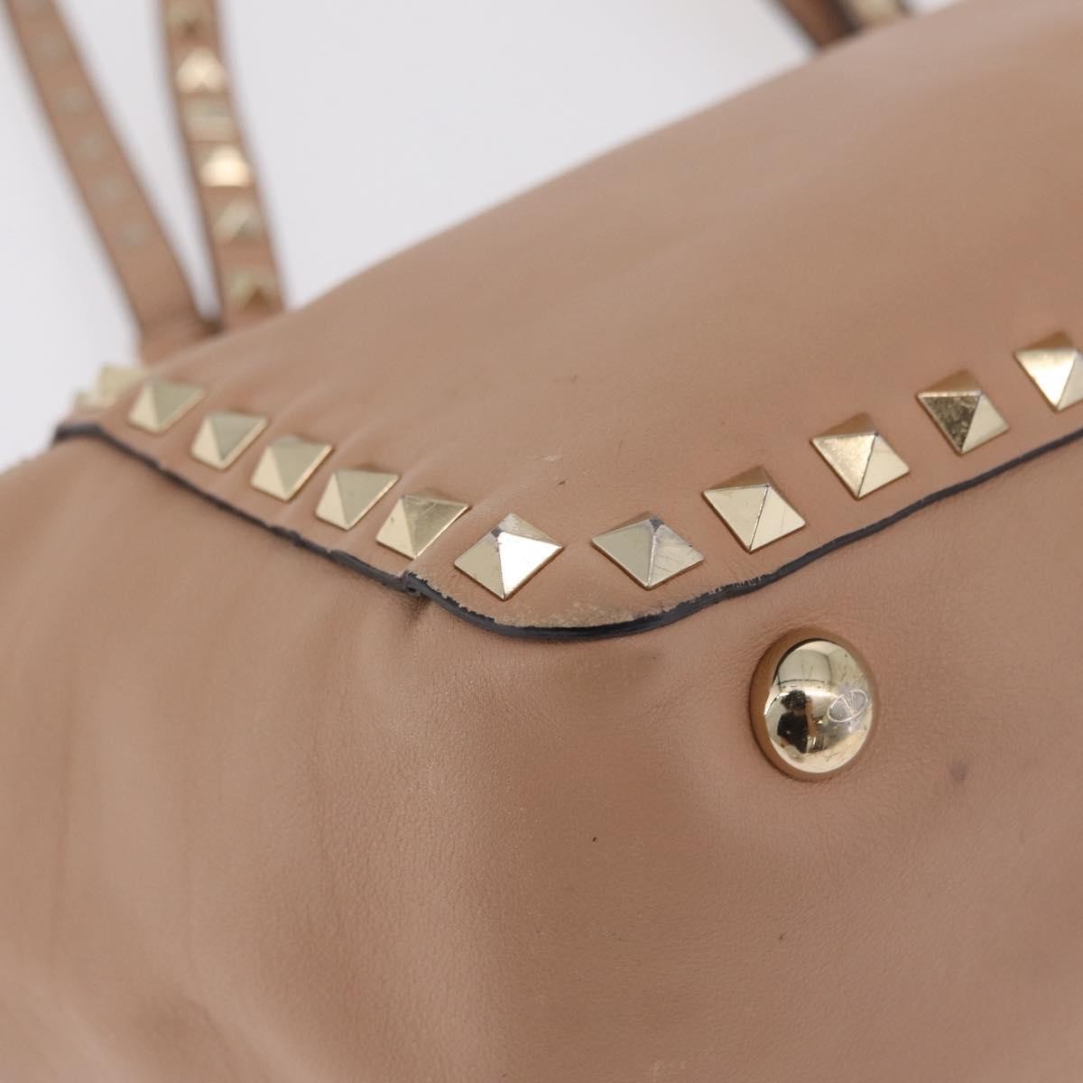 Valentino Garavani Rockstud Soft Leather Beige Leather Tote Bag Bag (Pre-Owned)