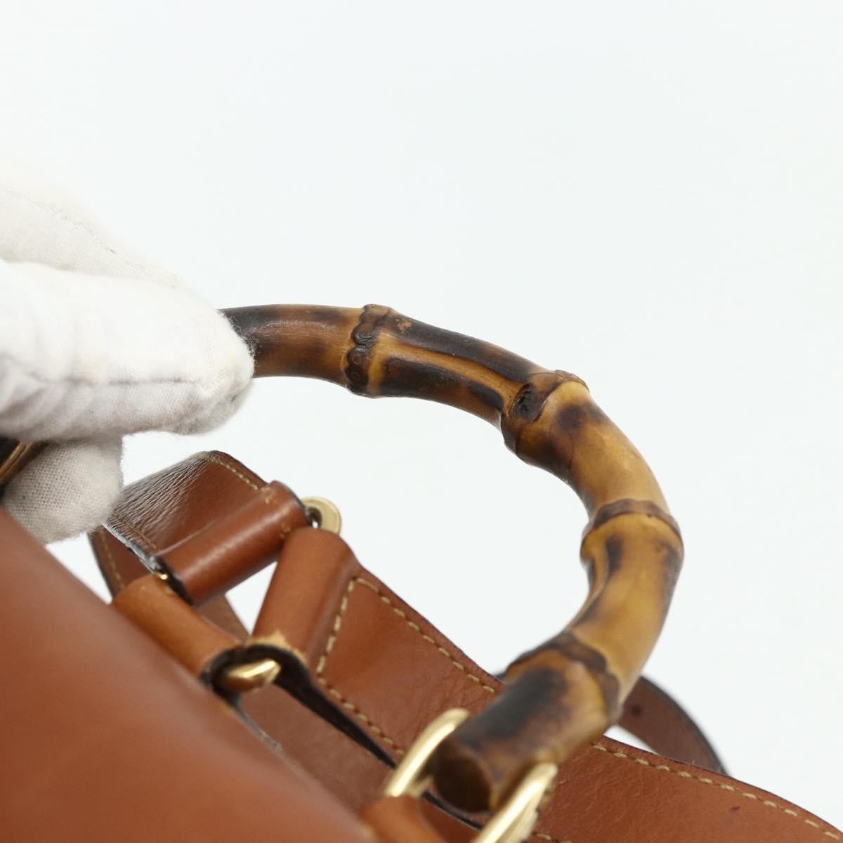 Gucci Vintage Bamboo Leather Brown Leather Backpack Bag (Pre-Owned)