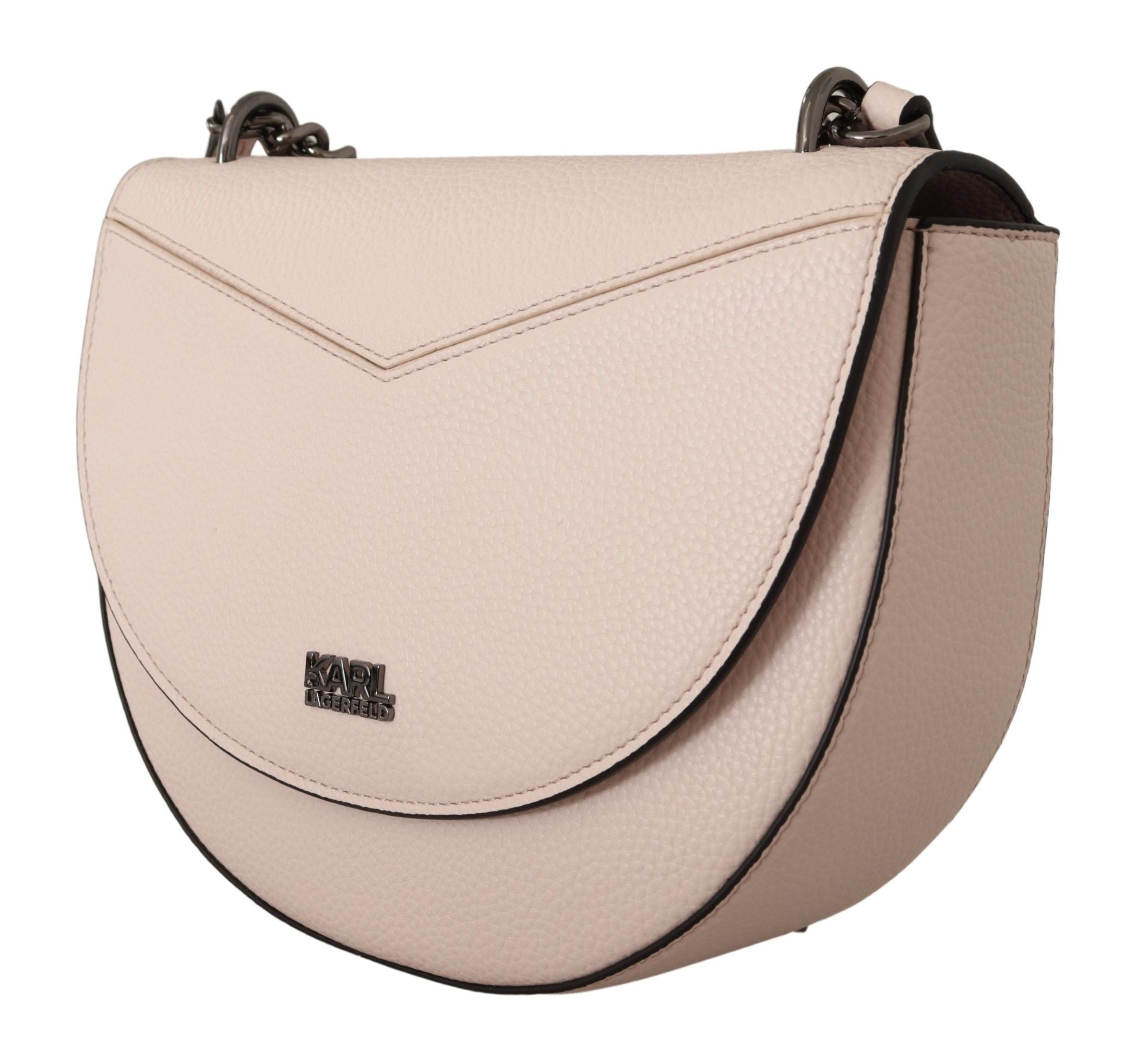 Karl Lagerfeld Elegant Mauve Light Pink Leather Shoulder Women's Bag