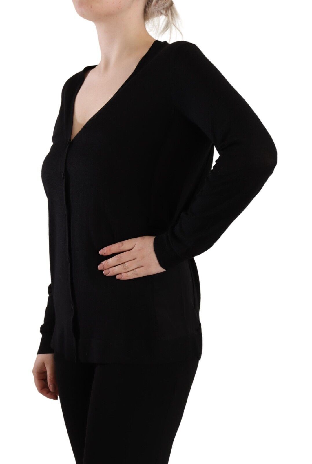 Dolce & Gabbana Black Wool V-neck Long Sleeves Pullover Women's Top