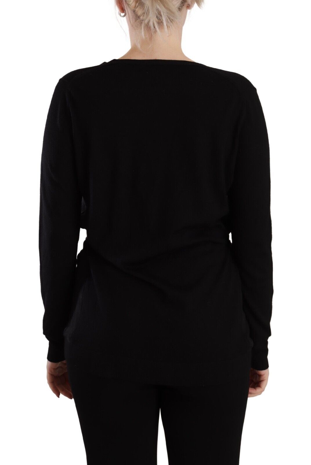 Dolce & Gabbana Black Wool V-neck Long Sleeves Pullover Women's Top