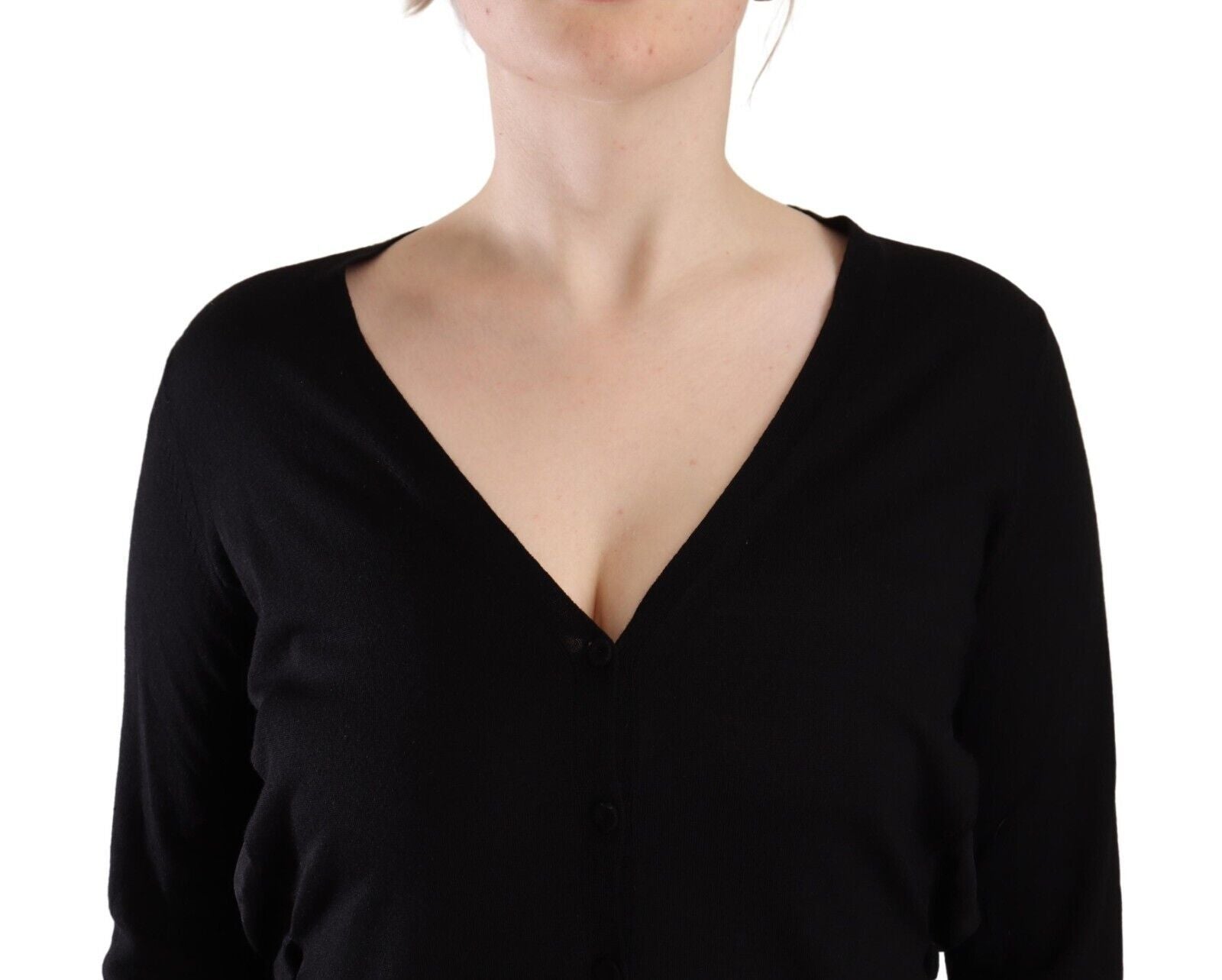 Dolce & Gabbana Black Wool V-neck Long Sleeves Pullover Women's Top