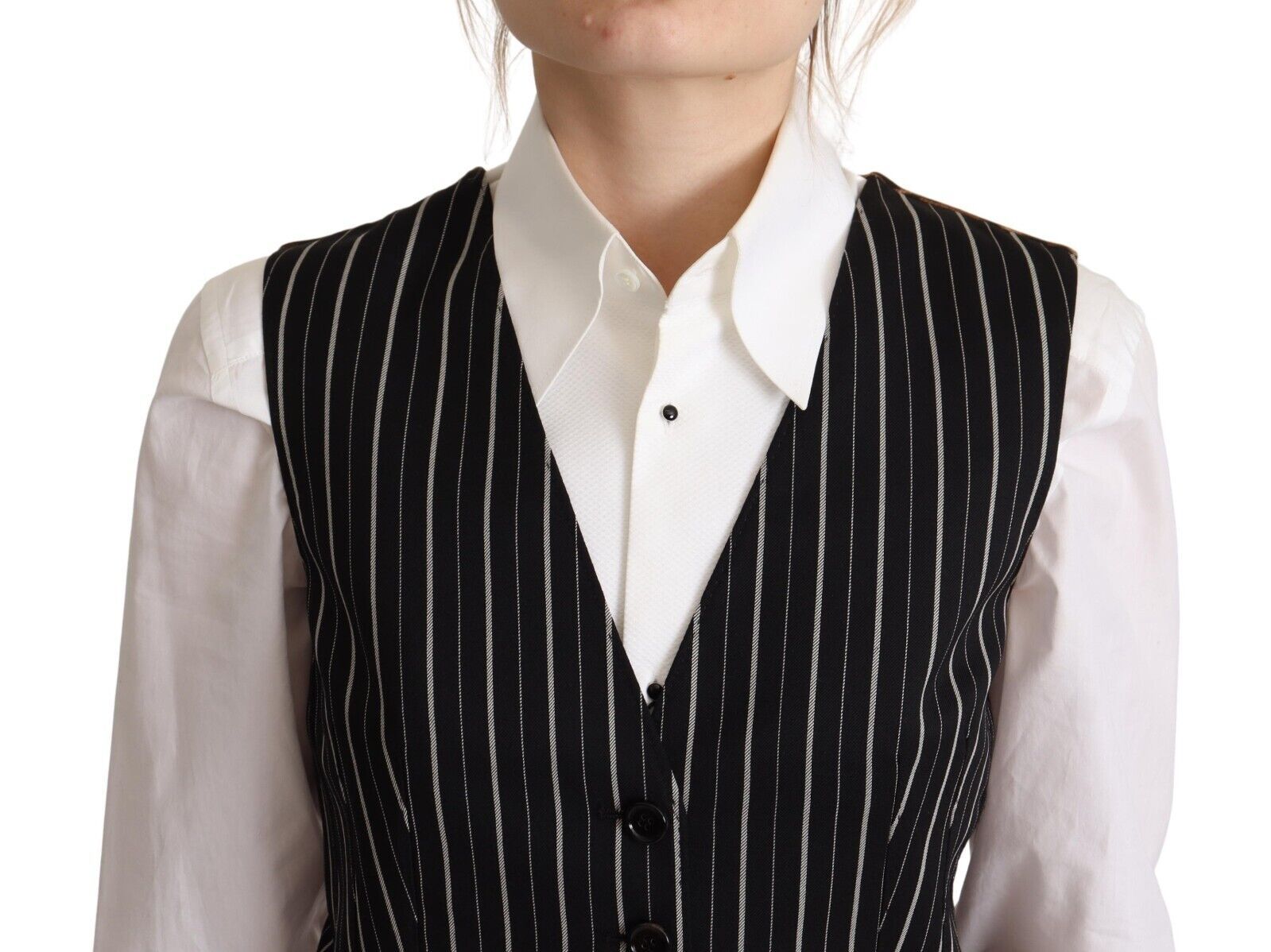 Dolce & Gabbana Elegant V-Neck Sleeveless Wool-Blend Women's Vest