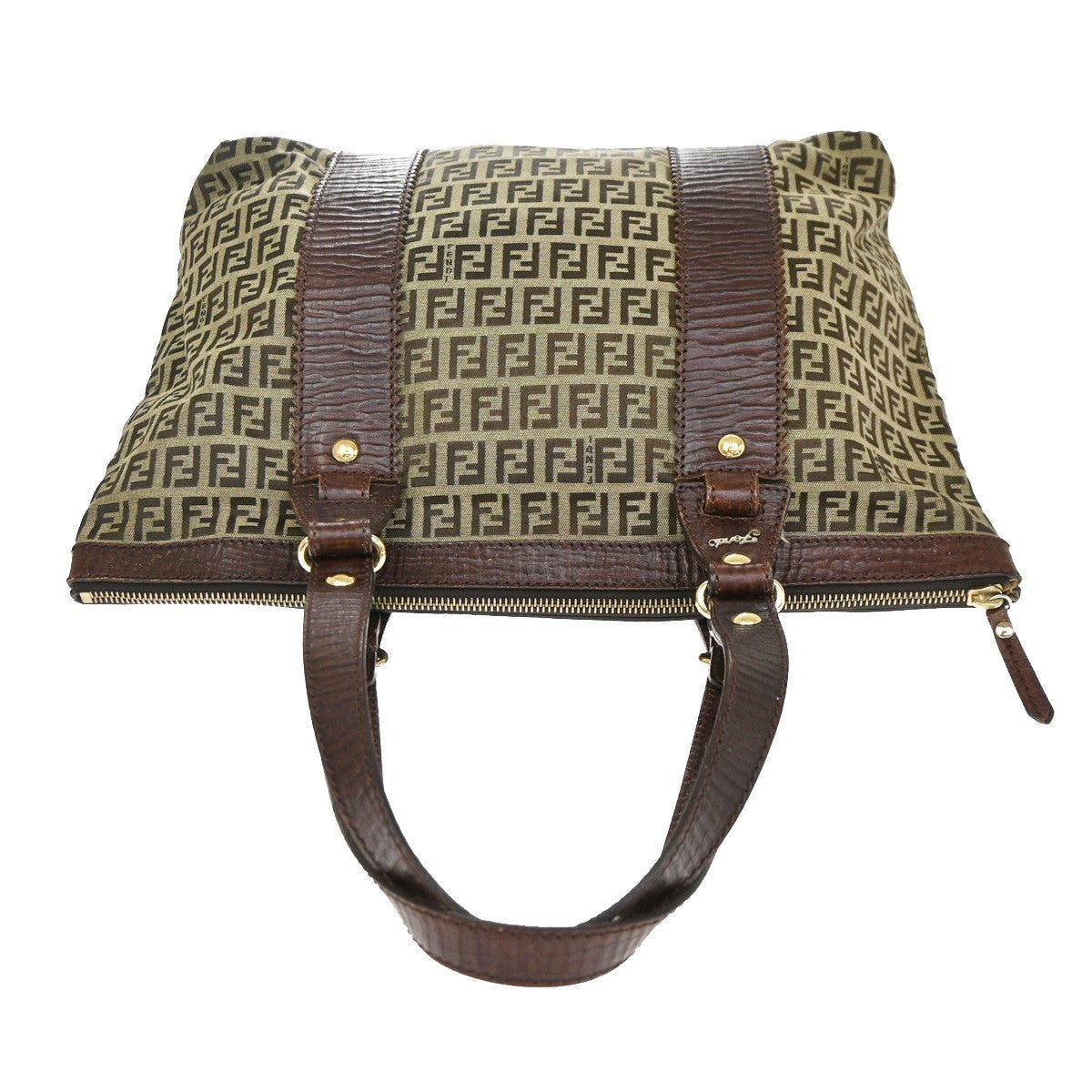 Fendi Open Zucchino Canvas Beige Canvas Tote Bag Bag (Pre-Owned)