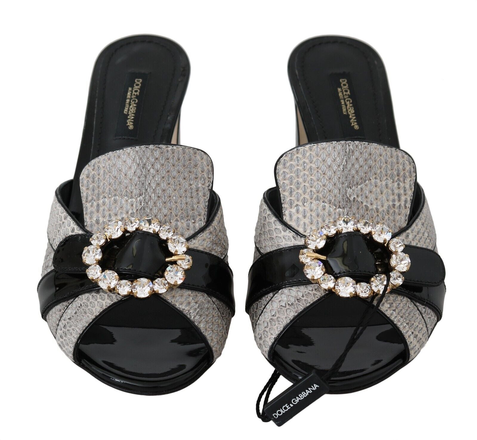 Dolce & Gabbana Crystal-Embellished Exotic Leather Women's Sandals