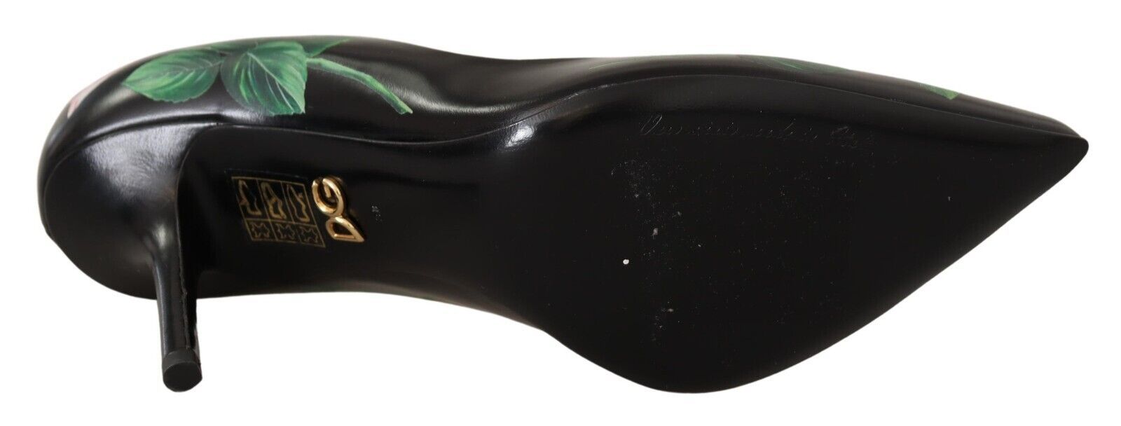 Dolce & Gabbana Black Leather Roses High Heels Pumps Women's Shoes