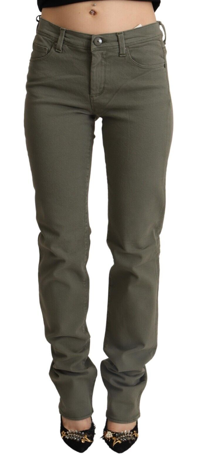 Ermanno Scervino Gray Low Waist Cotton Skinny Denim Trouser Women's Jeans