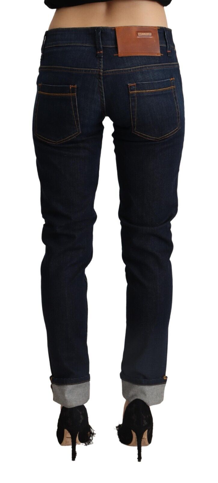 Acht Blue Cotton Low Waist Slim Fit Denim Women Trouser Women's Jeans