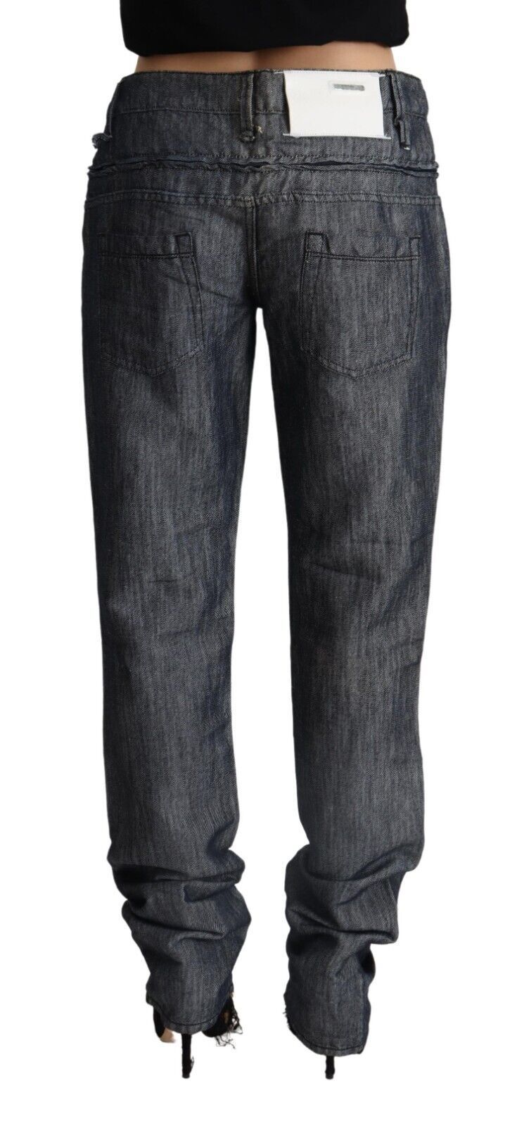 Acht Dark Gray Ramie Mid Wide Waist Straight Denim Women's Jeans