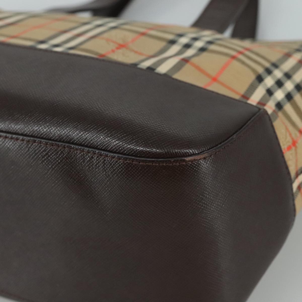 Burberry Nova Check Beige Canvas Handbag (Pre-Owned)