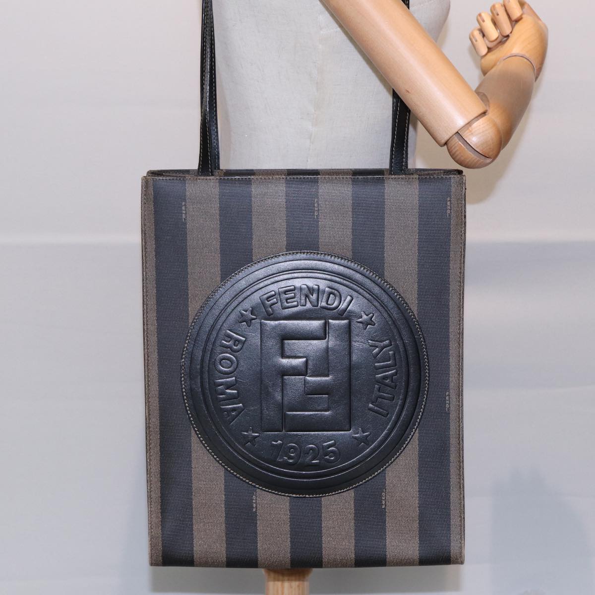 Fendi Pecan Brown Canvas Tote Bag (Pre-Owned)