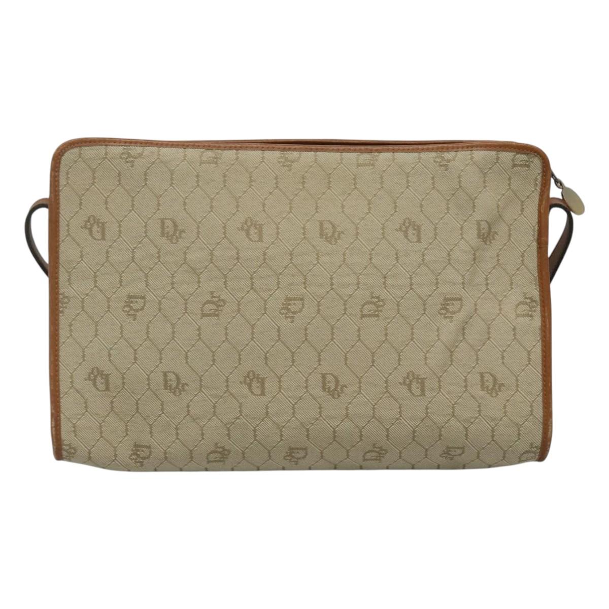 Dior Honeycomb Beige Canvas Shoulder Bag (Pre-Owned)