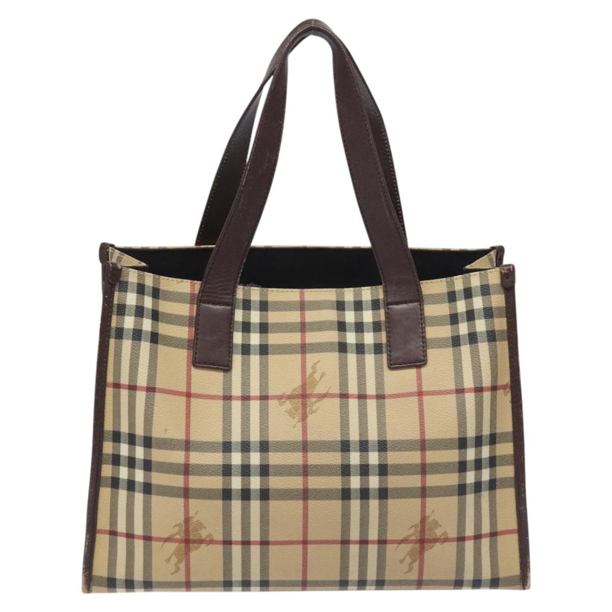 Burberry Nova Check Beige Canvas Tote Bag (Pre-Owned)