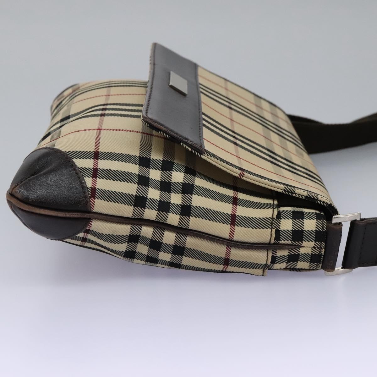 Burberry Nova Check Beige Canvas Shoulder Bag (Pre-Owned)