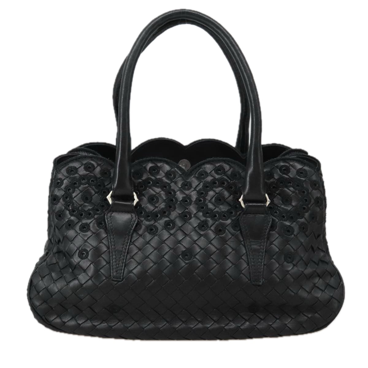 Bottega Veneta Intrecciato Black Leather Handbag (Pre-Owned)