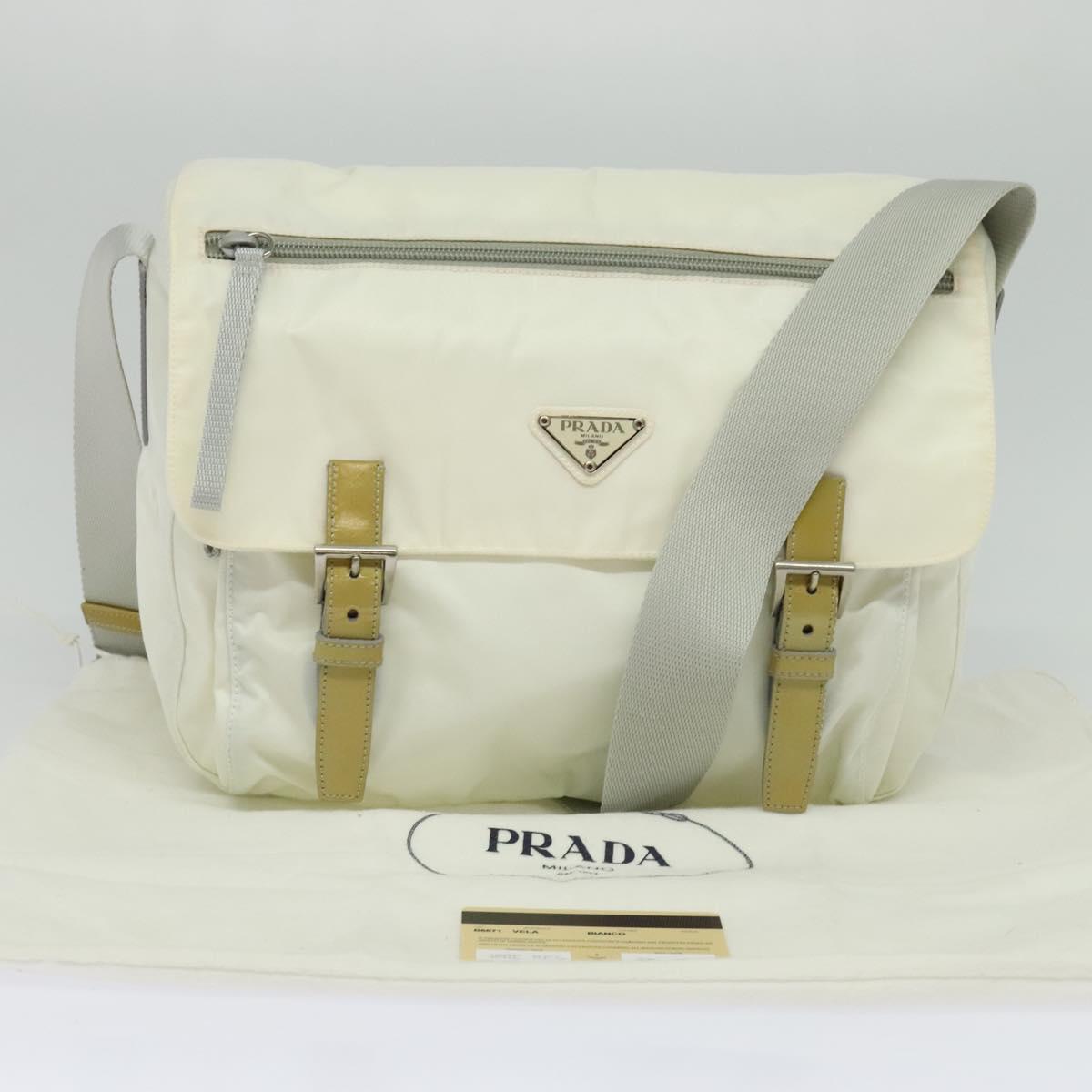 Prada Re-Nylon Ecru Synthetic Shoulder Bag (Pre-Owned)