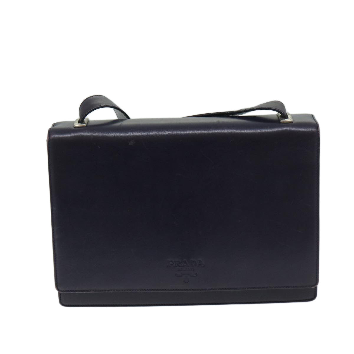 Prada Diagramme Black Leather Shoulder Bag (Pre-Owned)