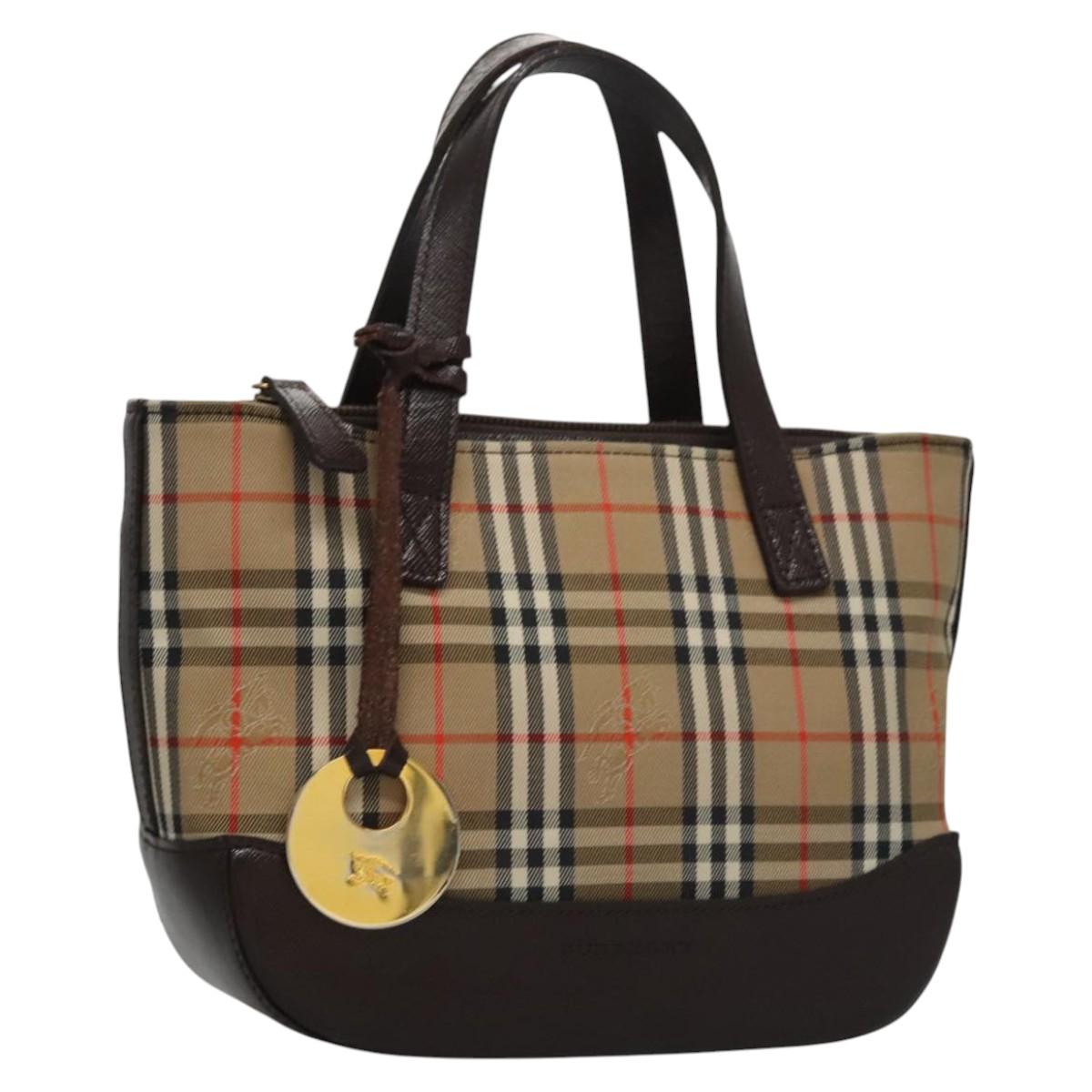 Burberry Nova Check Beige Canvas Handbag (Pre-Owned)