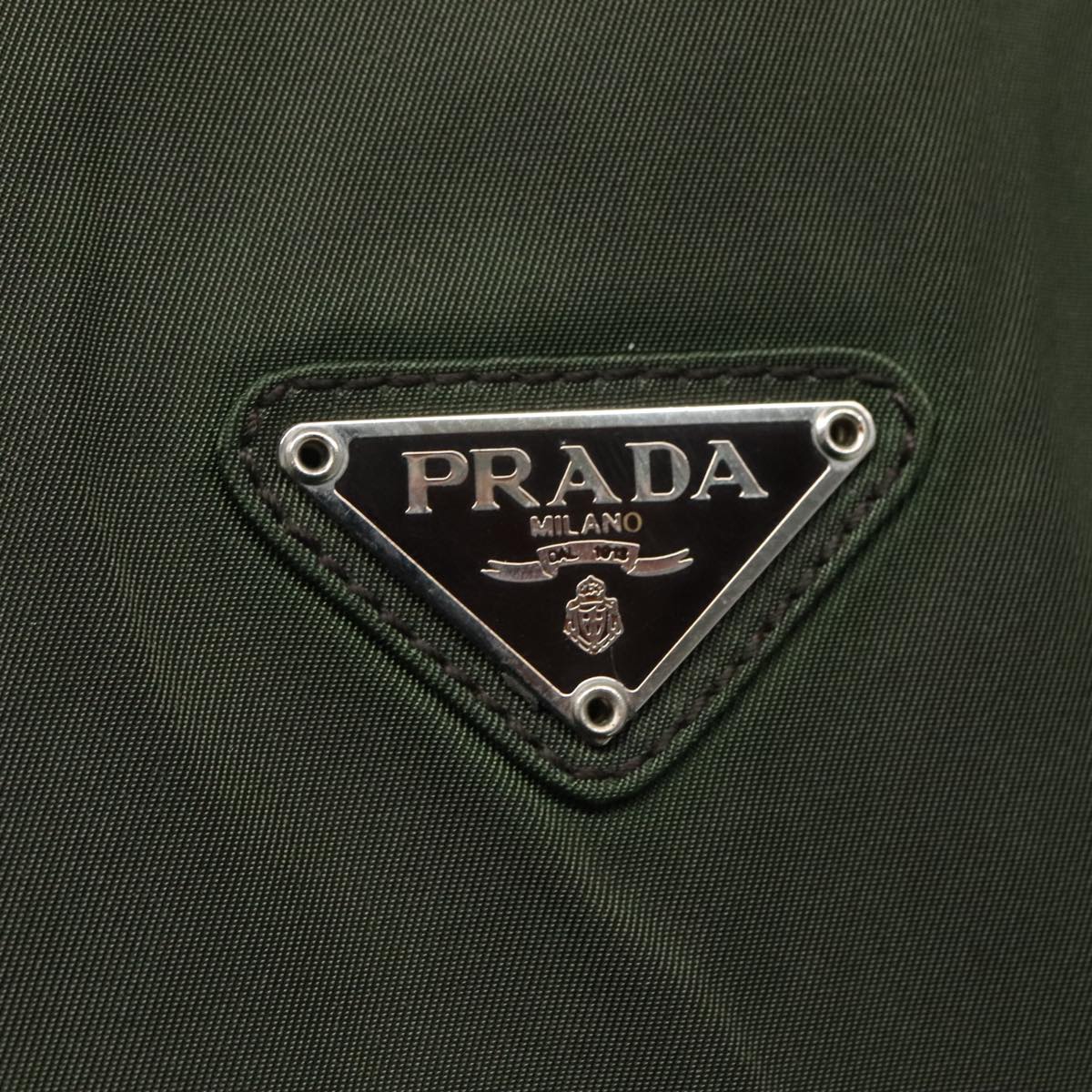 Prada Tessuto Khaki Synthetic Shoulder Bag (Pre-Owned)