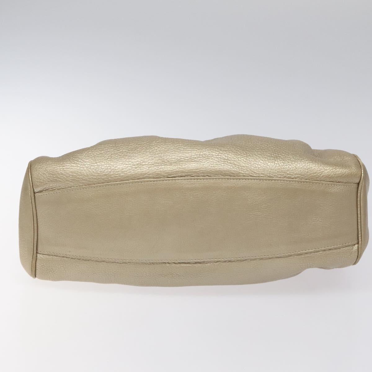 Salvatore Ferragamo Gancini Gold Leather Handbag (Pre-Owned)