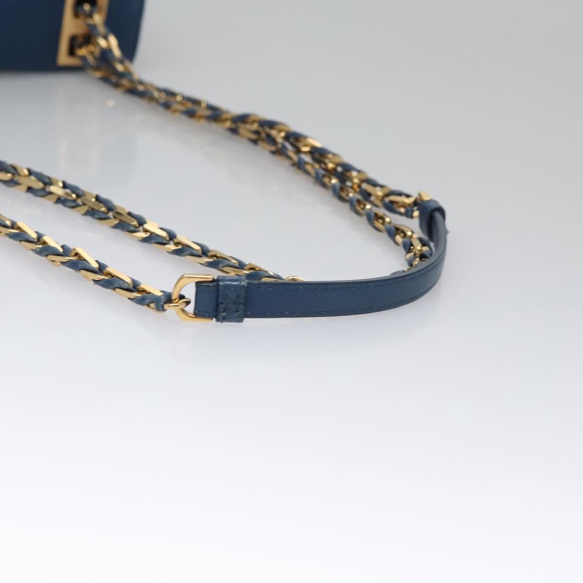 Fendi Bebaguette Blue Leather Shoulder Bag (Pre-Owned)