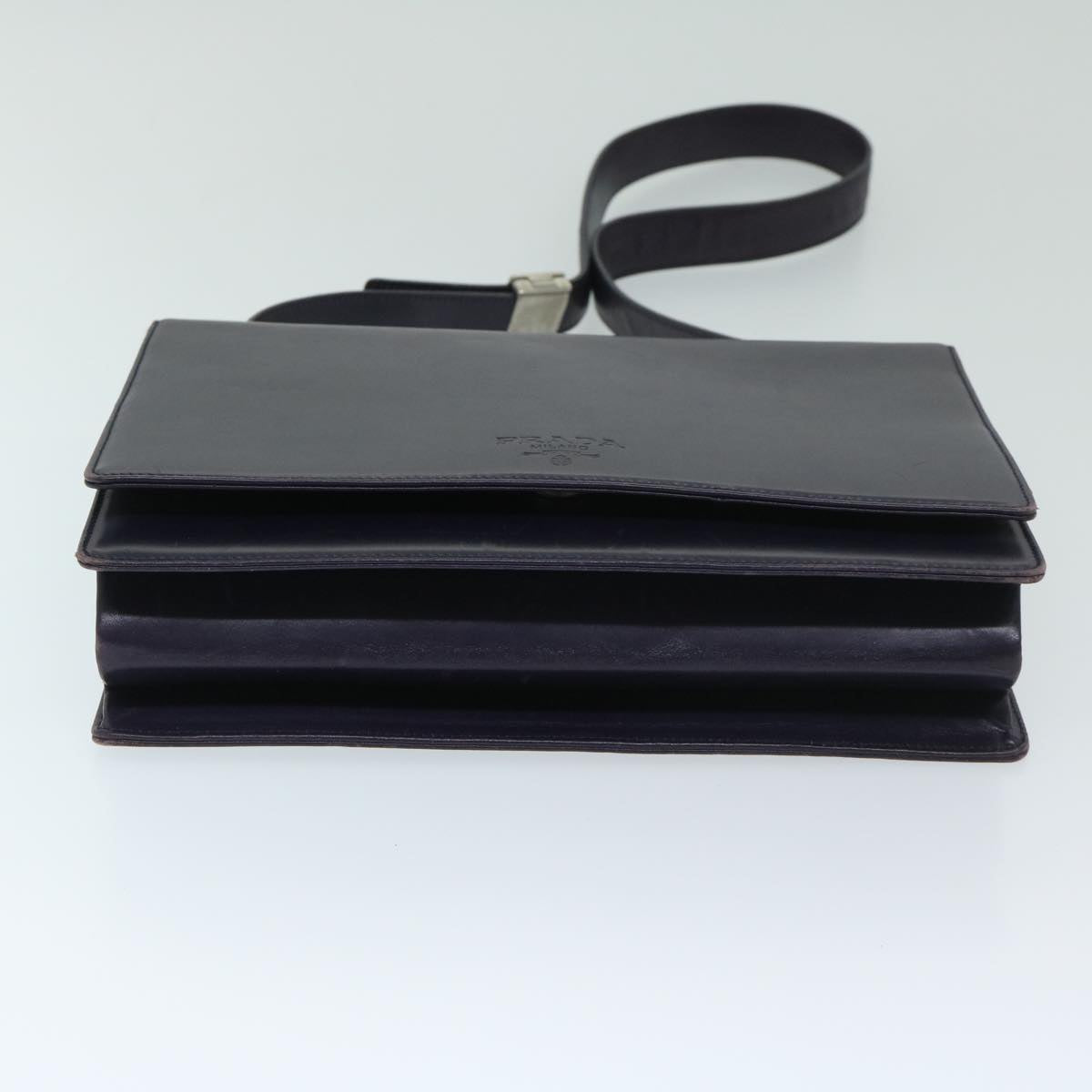 Prada Diagramme Black Leather Shoulder Bag (Pre-Owned)