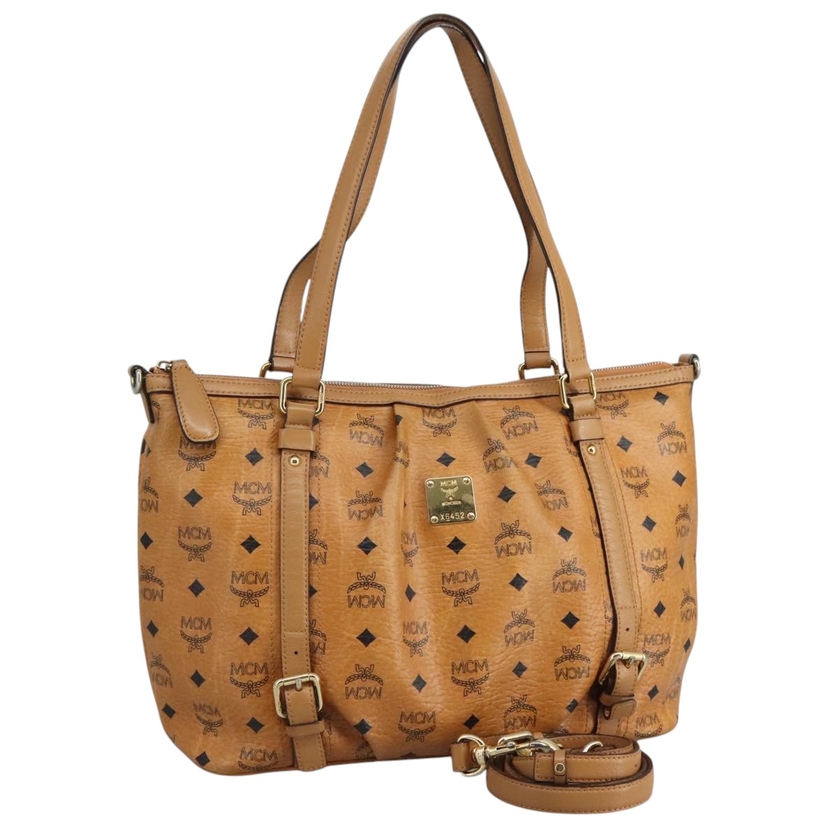 MCM Visetos Brown Canvas Tote Bag (Pre-Owned)