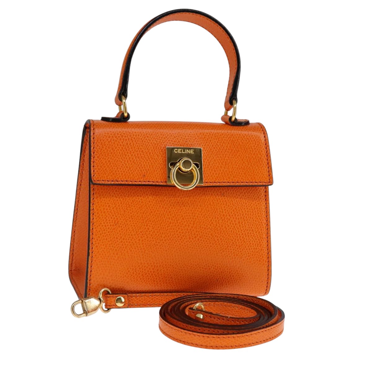 Céline Kelly Orange Leather Handbag (Pre-Owned)