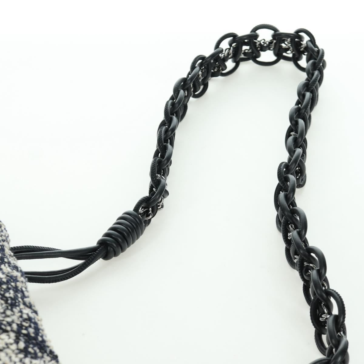 Chanel Camellia Messenger Tweed Black Tweed Shoulder Bag Bag (Pre-Owned)