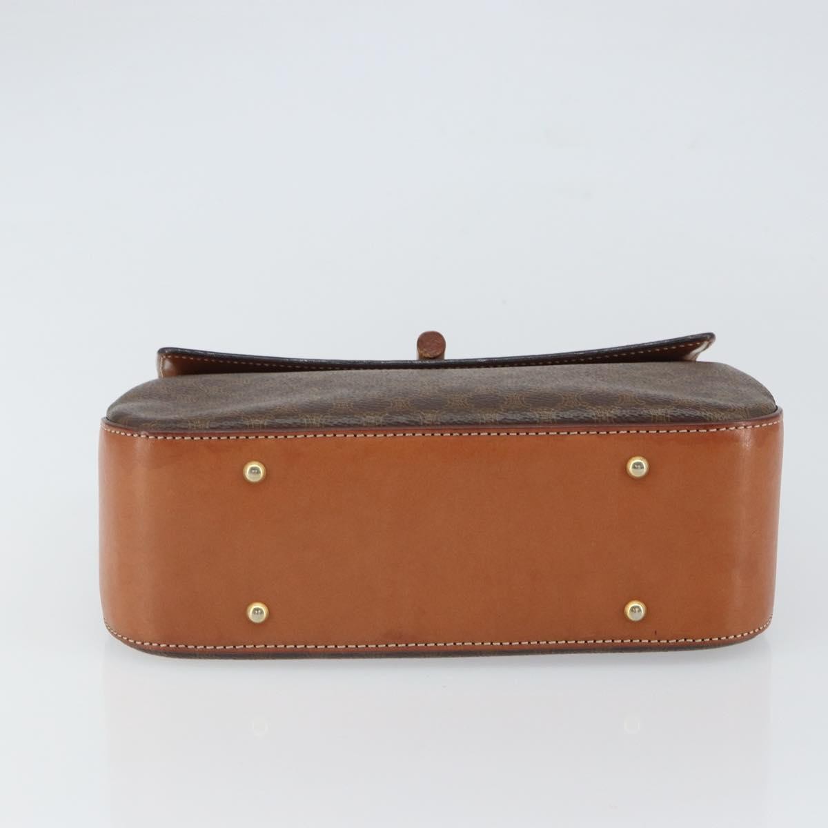 Celine Vintage Convertible Top Handle Macadam Coated Canvas Brown Pvc Handbag (Pre-Owned)