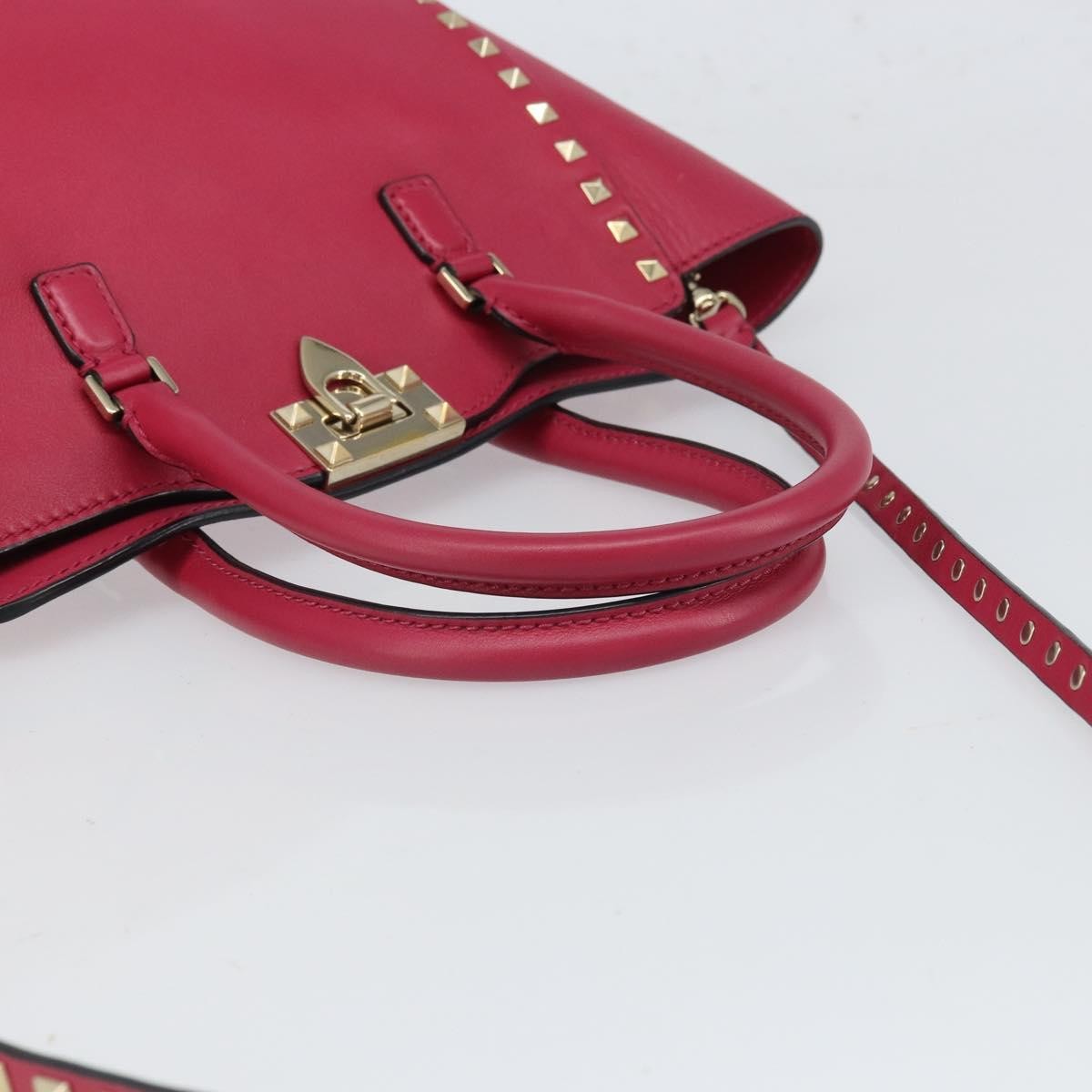 Valentino Garavani 1975 Rockstud Striped Leather Pink Leather Tote Bag Bag (Pre-Owned)
