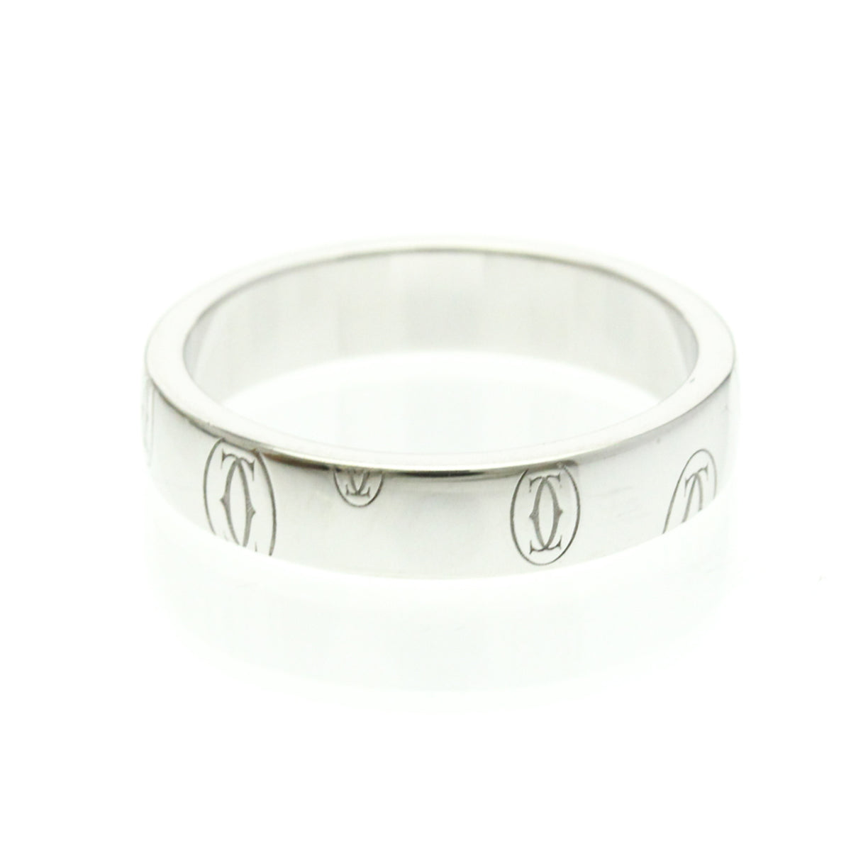 Cartier Logo De Cartier Band 18K White Gold Silver White_Gold Ring Jewelry (Pre-Owned)