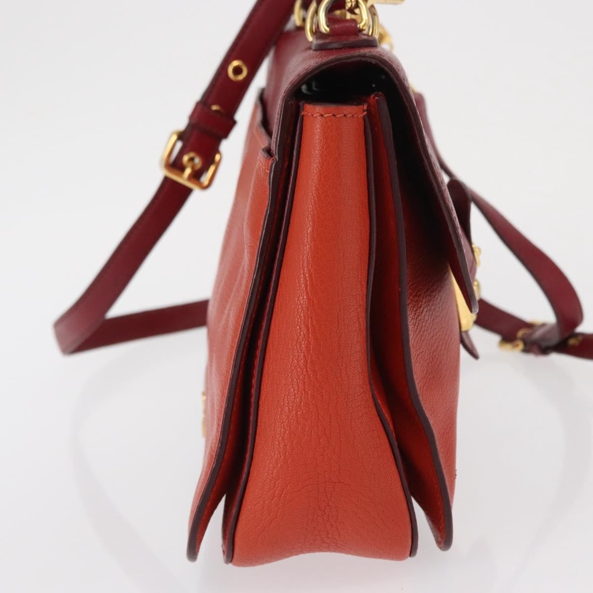 Miu Miu Madras Top Handle Leather Red Leather Handbag (Pre-Owned)