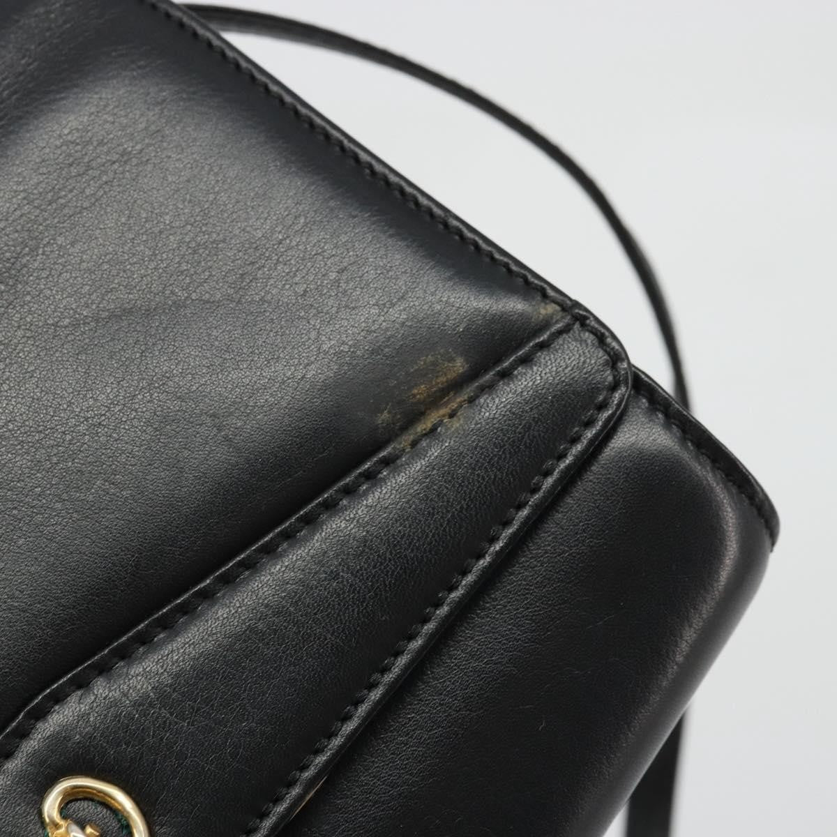 Celine Vintage Horsebit Sling Leather Black Leather Shoulder Bag Bag (Pre-Owned)