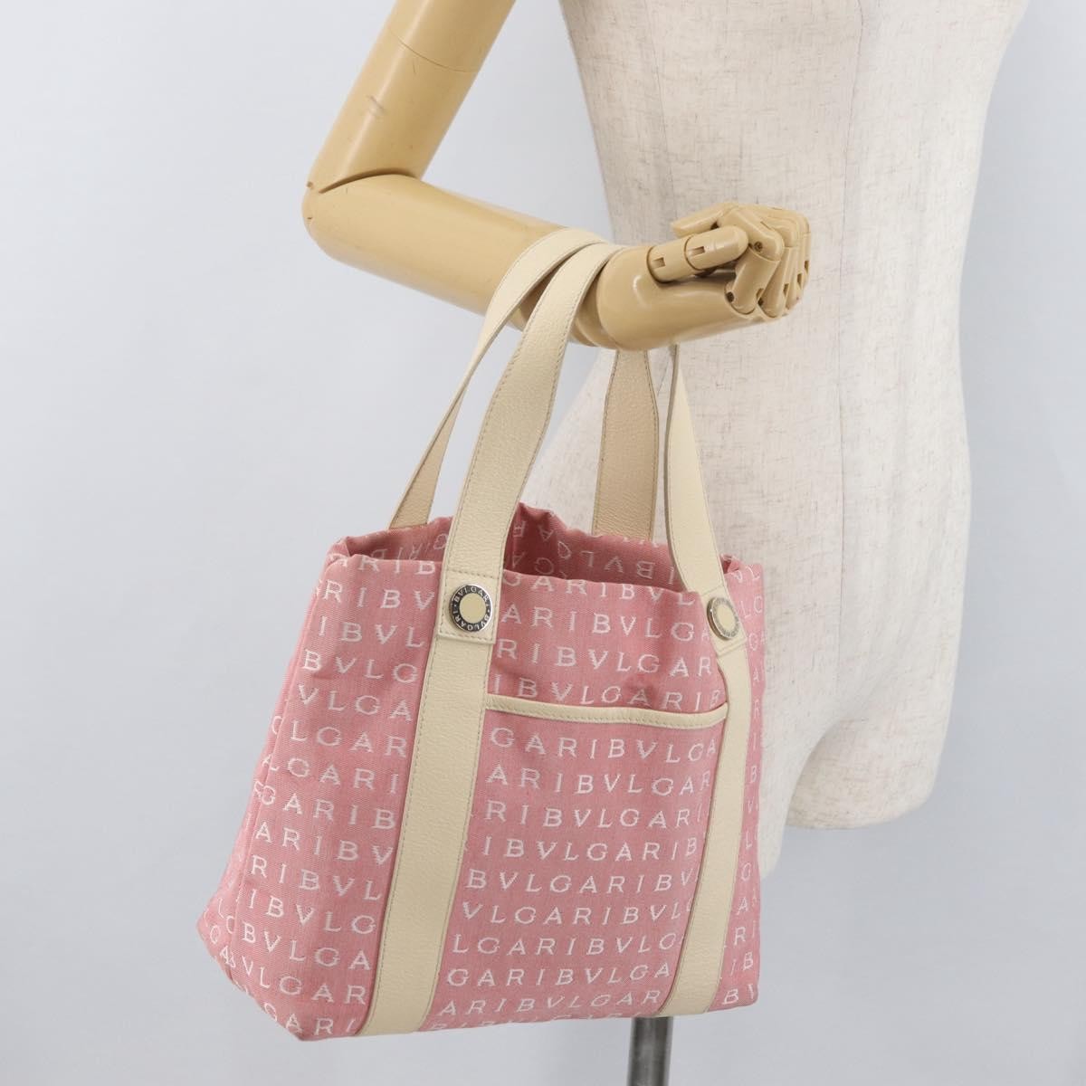 Bvlgari Logomania Canvas Pink Canvas Shoulder Bag Bag (Pre-Owned)