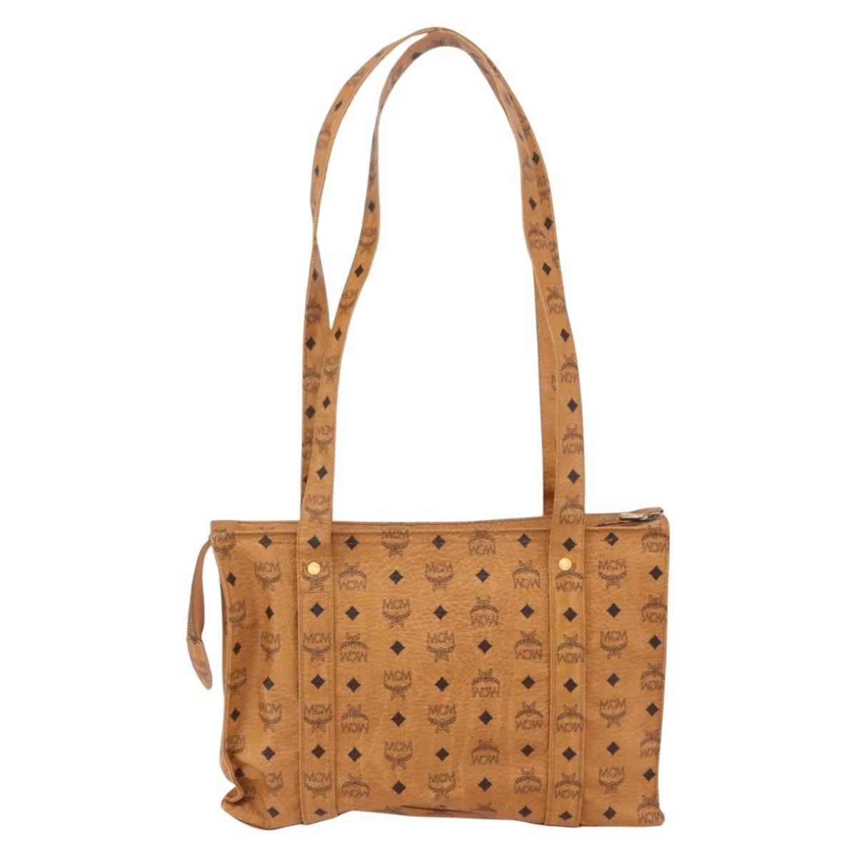 MCM Vintage Visetos Canvas Brown Pvc Tote Bag Bag (Pre-Owned)