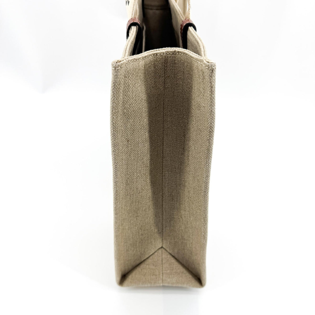 Chloe Woody Canvas With Leather Brown Canvas Tote Bag Bag (Pre-Owned)