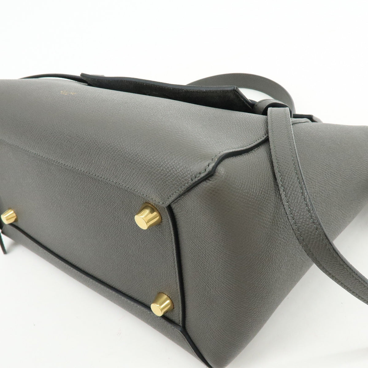 Celine Belt Textured Leather Gray Calfskin Handbag (Pre-Owned)
