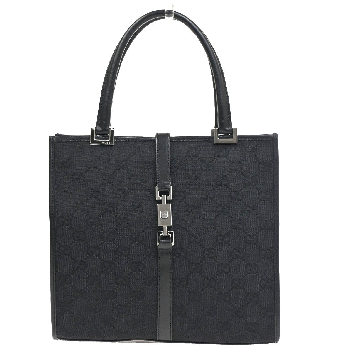 Gucci Jackie Tote Gg Canvas And Leather Black Canvas Handbag (Pre-Owned)