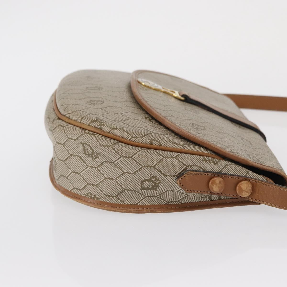 Christian Dior Vintage Honeycomb Canvas And Leather Beige Canvas Shoulder Bag Bag (Pre-Owned)