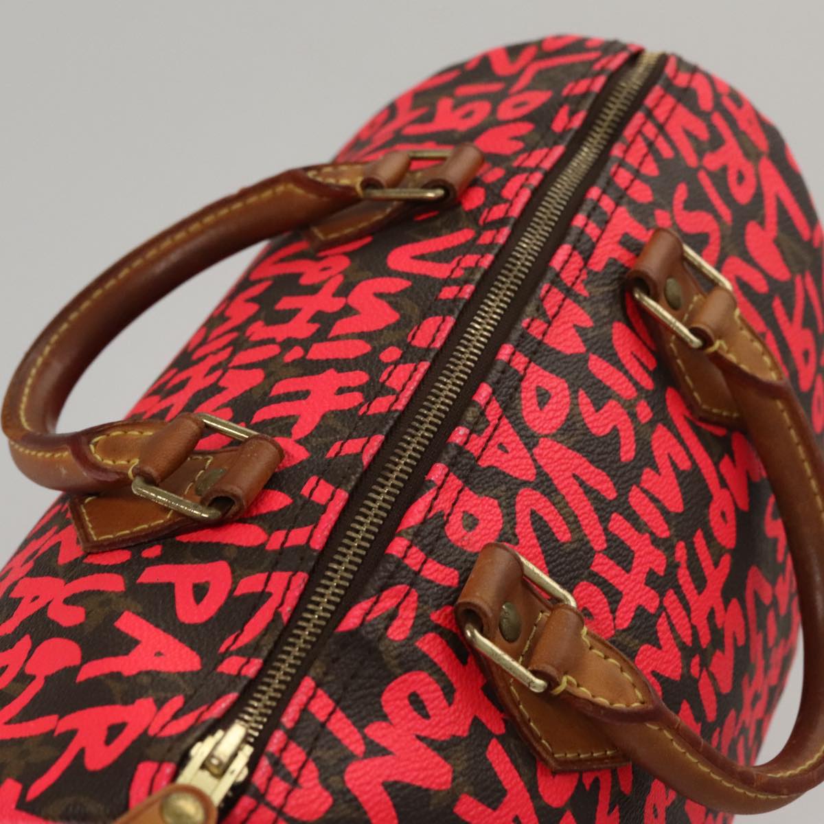 Louis Vuitton Speedy 30 Red Canvas Handbag (Pre-Owned)